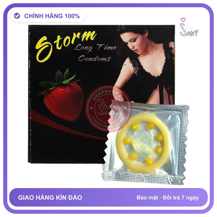 (Che Tên) Bao Cao Su Bi To Storm Strawberry 10s Kèm Nước tình yêu BJ Oral Water Bảo Mật Tuyệt Đối