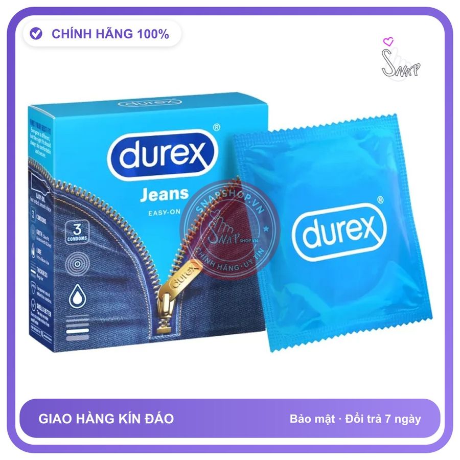 (Che Tên) Combo 2 Hộp Bao Cao Su Durex Jeans 3s Hộp Trắng Kín