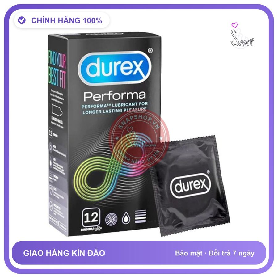 (Che Tên) Durex Performa Bao Cao Su Chống Xuất Tinh Chính Hãng 12s Cao Cấp Bảo Đảm
