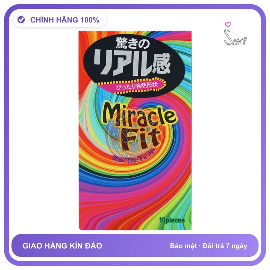 (Che Tên) Bao cao su ôm sát size 49mm Nhật Bản Sagami Miracle Fit Hộp 10 Cái Chuẩn Auth