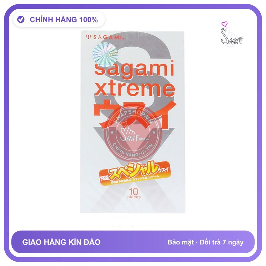 (Che Tên) Bao cao su siêu mỏng Nhật Bản Sagami Super Thin Hộp 10 Cái Giao Nhanh Toàn Quốc