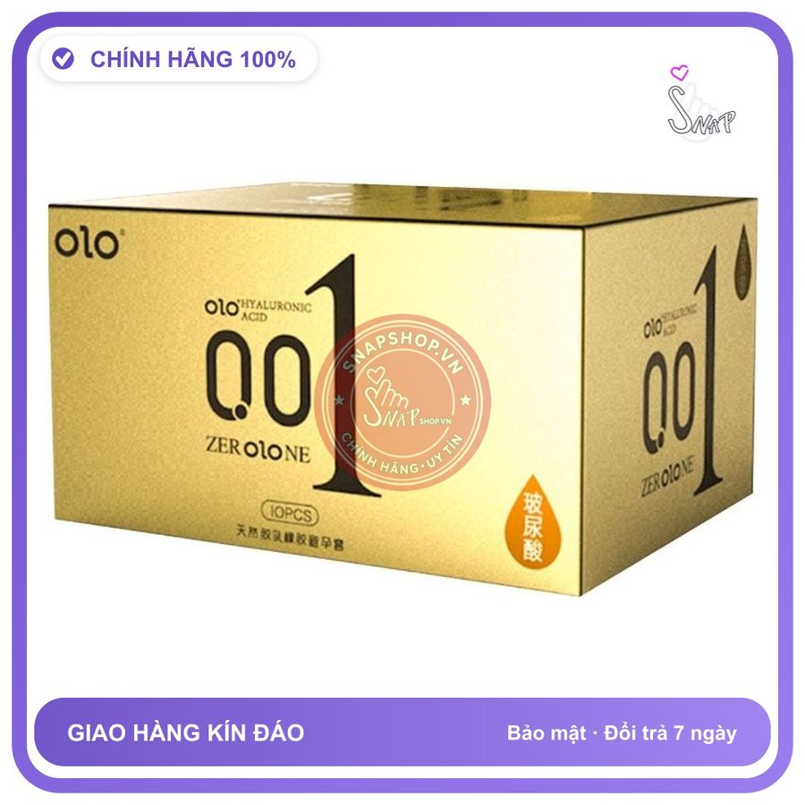 (Che Tên) Bao cao su gân gai siêu mỏng kéo dài thời gian OLO 0.01 Vàng - Hàng Mới Về