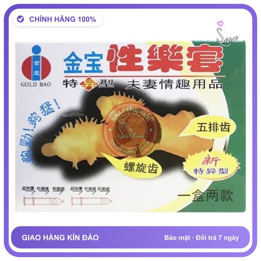 (Che Tên) Bao Cao Su Siêu Gai GOLD BAO - 2 Chiếc Bảo Mật Tuyệt Đối