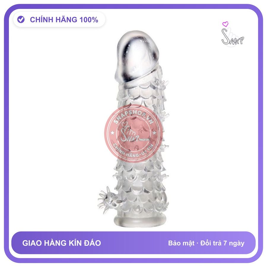 (Che Tên) Bao cao su đôn Silicon trong suốt siêu gai mềm hình vảy cá Bảo Mật Tuyệt Đối