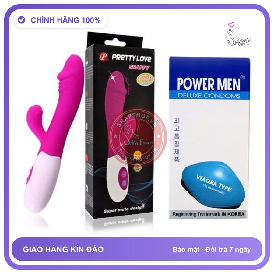 (Che Tên) bao cao su powermen tặng máy masage Pretty Love Gene 10 chế độ rung Chuẩn Auth
