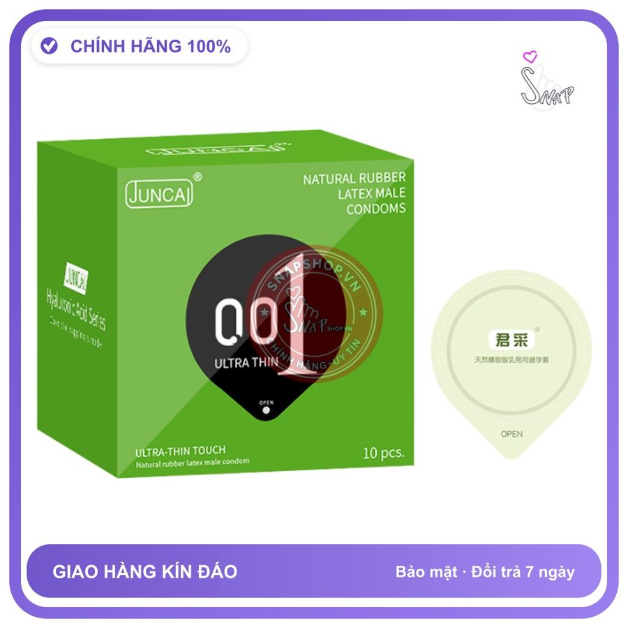 (Che Tên) Bao cao su Juncai Touch siêu mỏng 001, trơn, chân thật, Hộp 10 bao Giao Nhanh Toàn Quốc