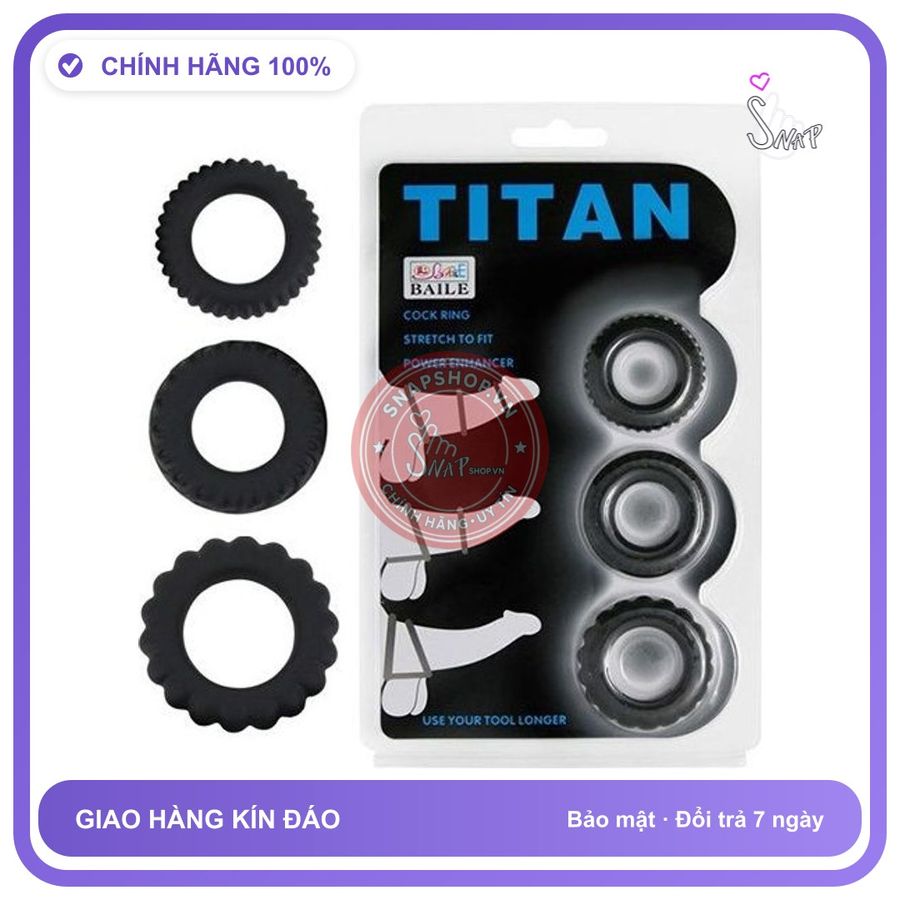 (Che Tên) Bao cao su Bộ 3 vòng đeo titan chính hãng Cao Cấp Bảo Đảm