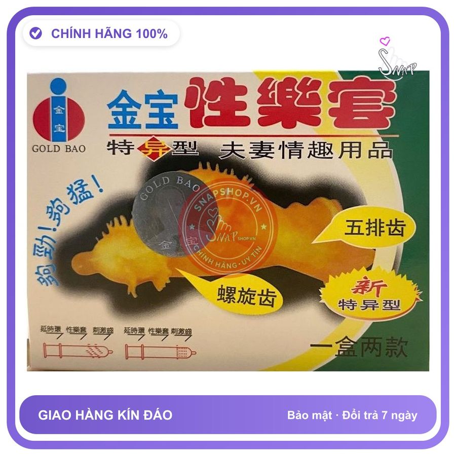 (Che Tên) Bao Cao Su Gai Lớn GOLD BAO - Kích Thích Khoái Cảm Mạnh Mẽ Hộp Trắng Kín