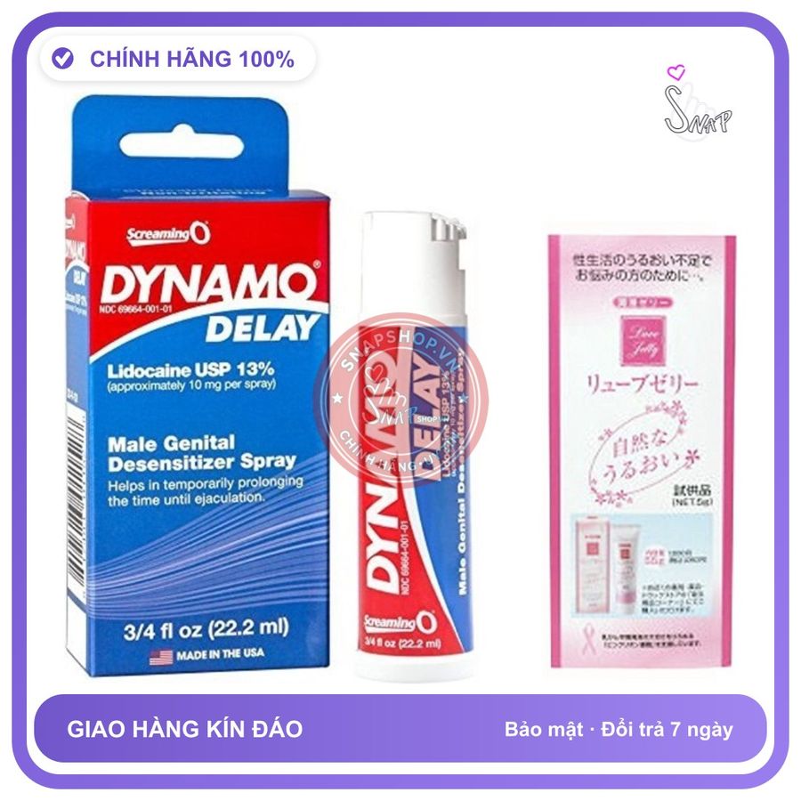(Che Tên) Xịt Dynamo Delay chính hãng USA kèm gel gói Jex - Hàng Mới Về