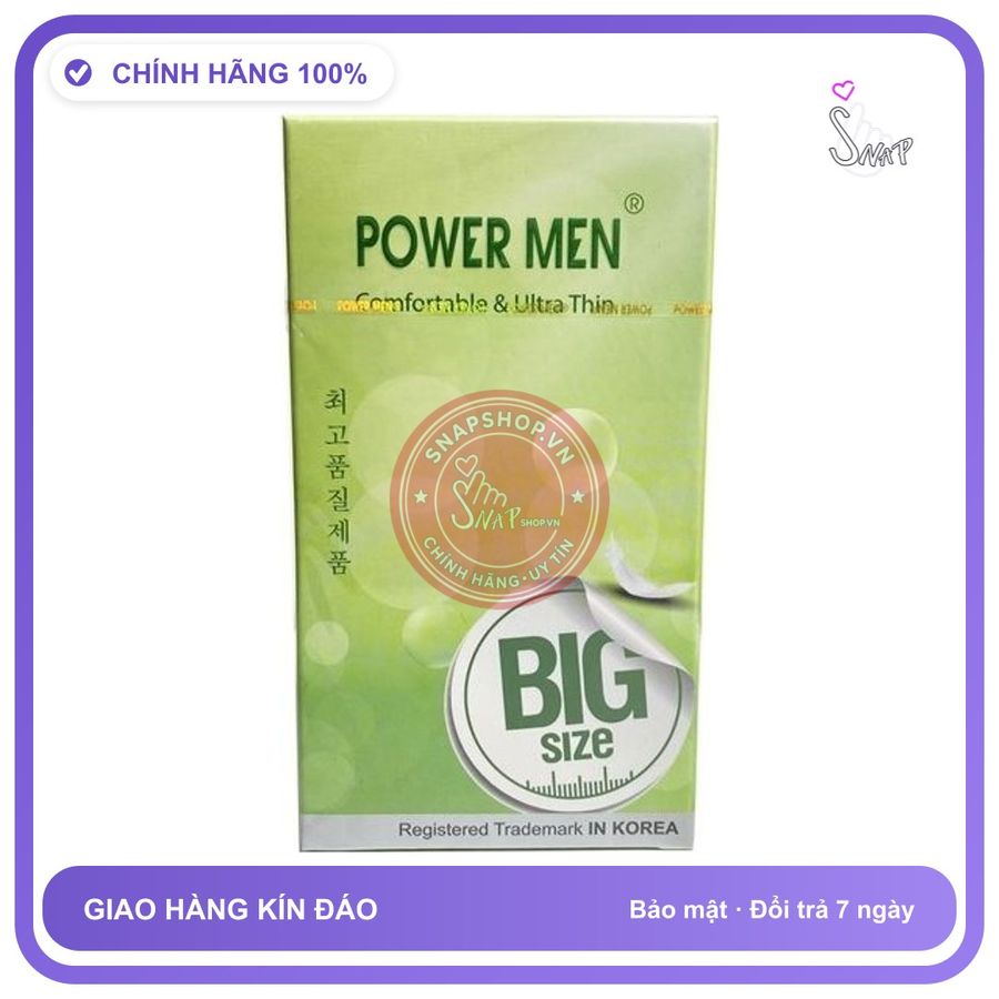 (Che Tên) Bao Cao Su Size Lớn 55mm Siêu Mỏng Power Men Comfortable Ultrathin - Snapshop