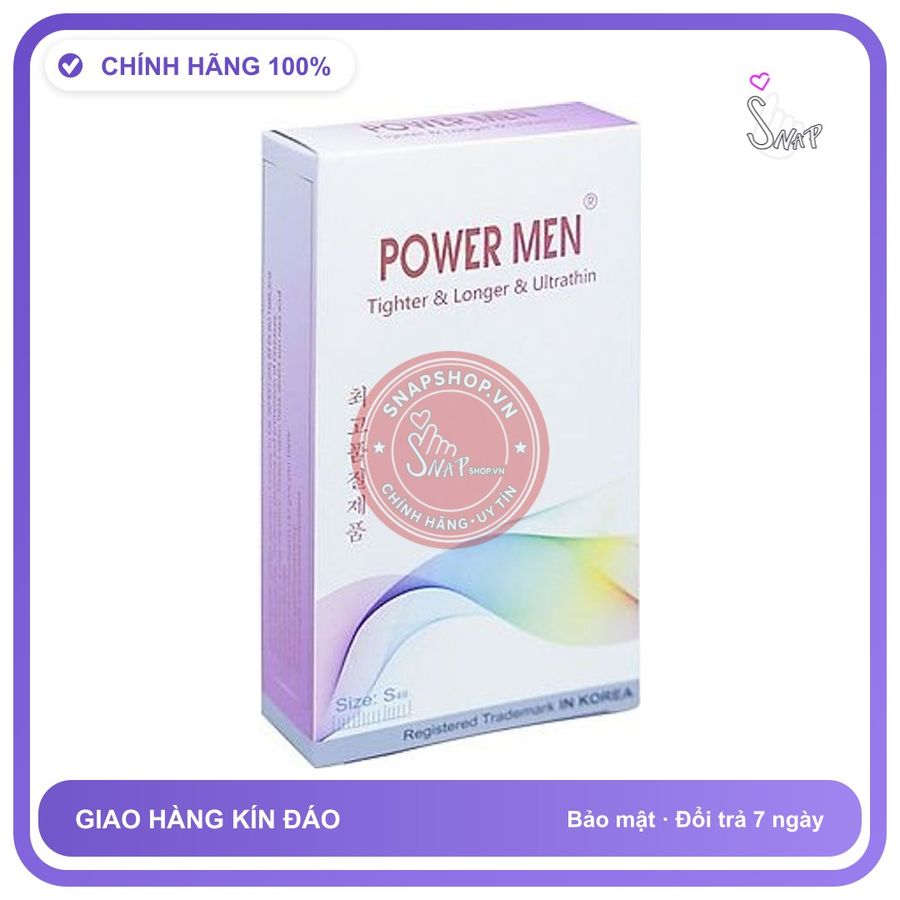 (Che Tên) Bao Cao Su Siêu Mỏng Power Men Tighter Longer Ultrathin Hỗ Trợ 24/7