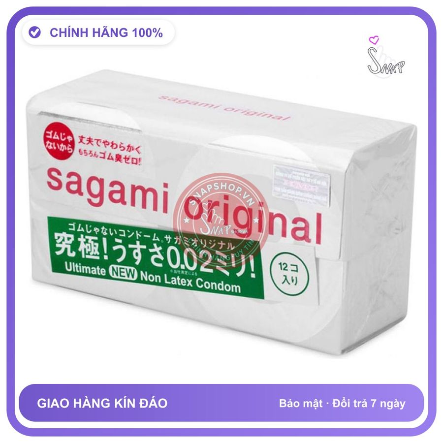 (Che Tên) Bao Cao Su Siêu Mỏng Sagami Original 0.02 Hộp 12 chiếc - Snapshop