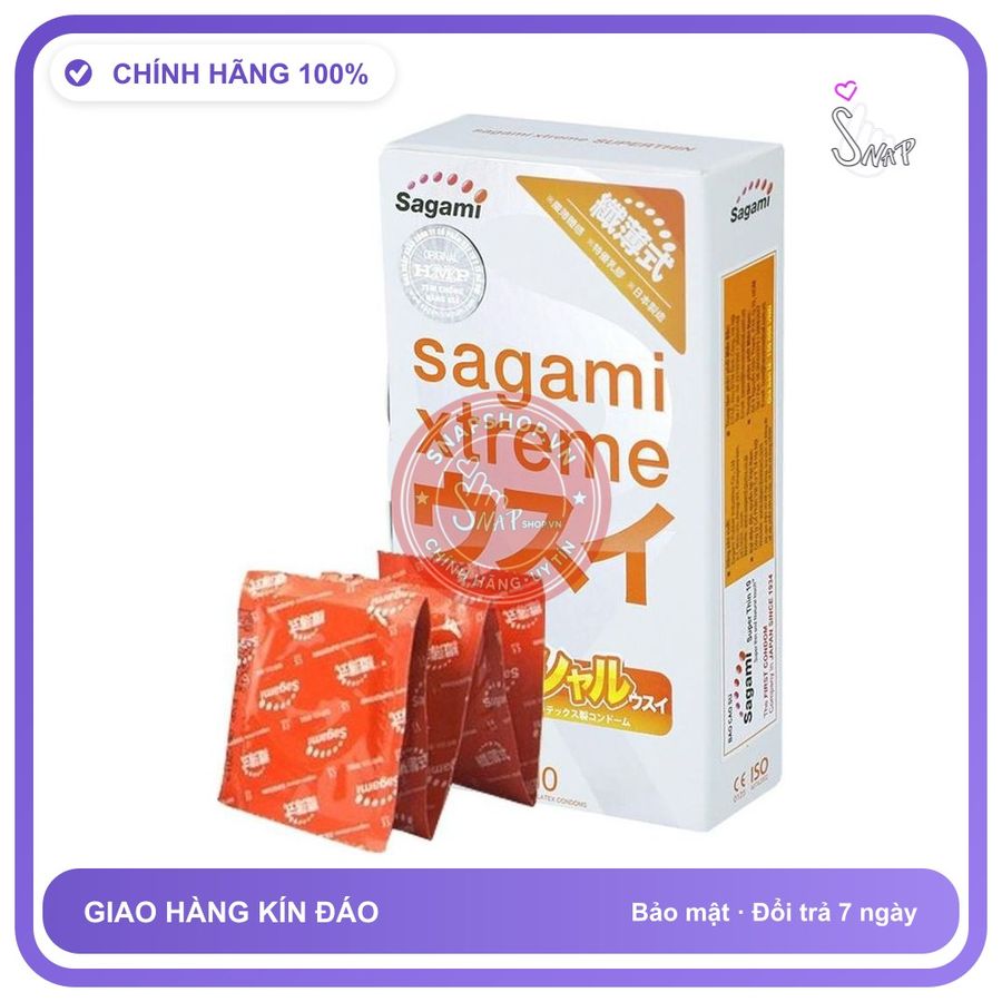 (Che Tên) Bao Cao Su Nhật Bản Sagami Xtreme SuperThin Hộp 10 chiếc Bảo Mật Tuyệt Đối