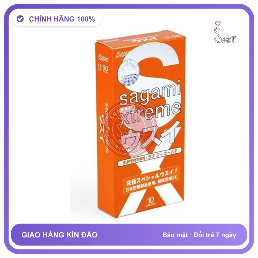 (Che Tên) Bao Cao Su Sagami Xtreme Orange 10s - Nhật Bản Bảo Mật Tuyệt Đối