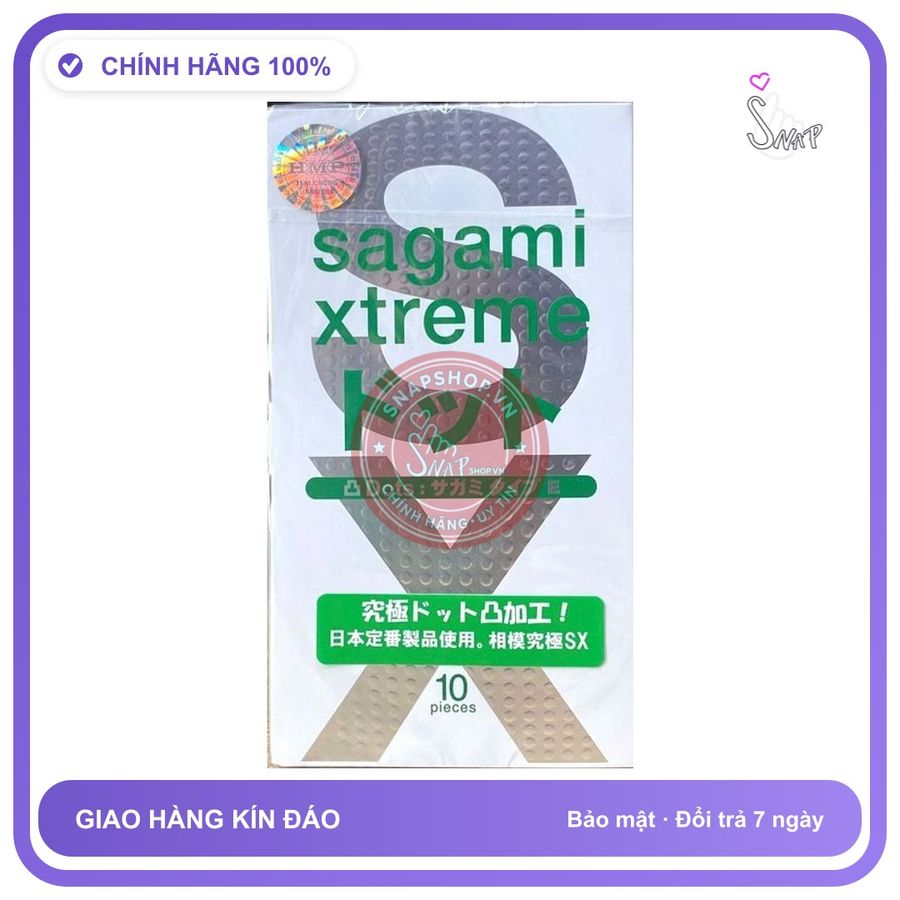 (Che Tên) Bao Cao Su Có Gai Sagami Xtreme White Hộp 10 chiếc Cao Cấp Bảo Đảm