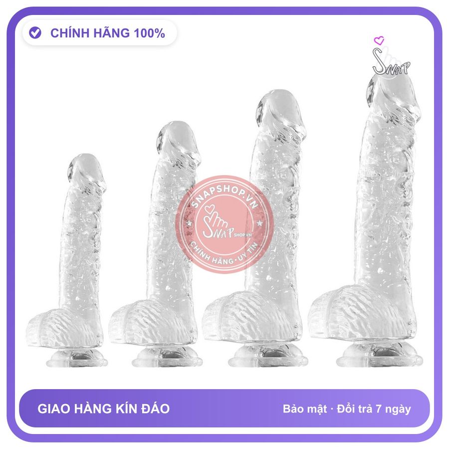 (Che Tên) Dương Vật Giả Trong Suốt/Đen/Da Người Không Rung Chuẩn Auth