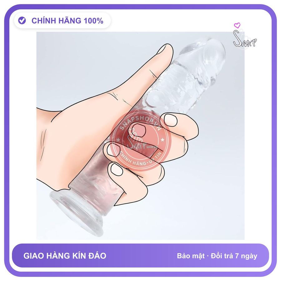 (Che Tên) Dương Vật Giả Trong Suốt/Đen Không Bìu Size Tùy Chọn Hộp Trắng Kín