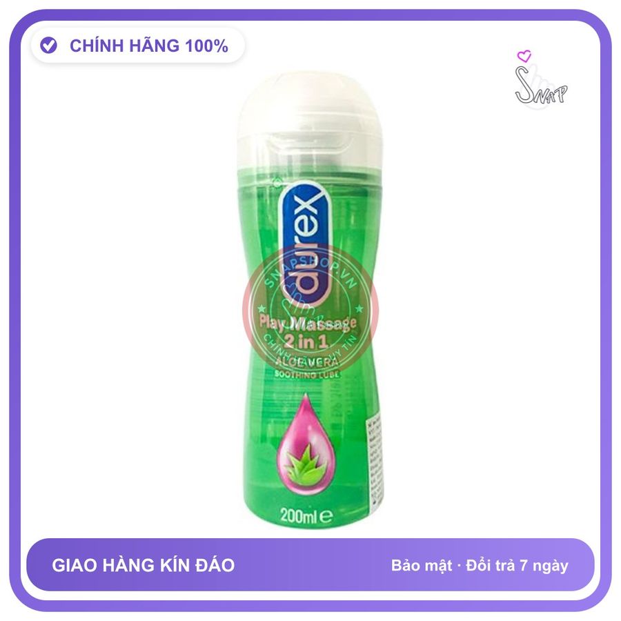 (Che Tên) Gel bô.i tron Durex Play Massage 2in1 - Gốc Nước - Hương Nha Đam Hộp Trắng Kín