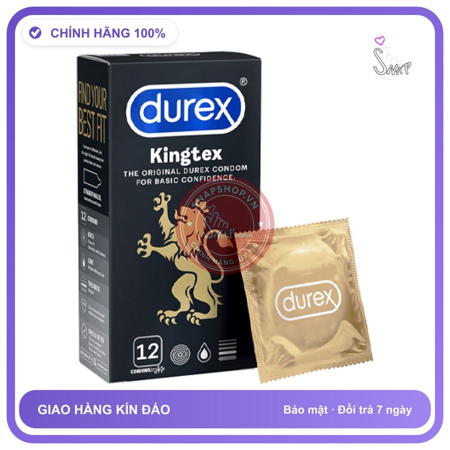(Che Tên) Bao Cao Su Durex Kingtex Cỡ Nhỏ 49MM Chính Hãng 12c Hỗ Trợ 24/7