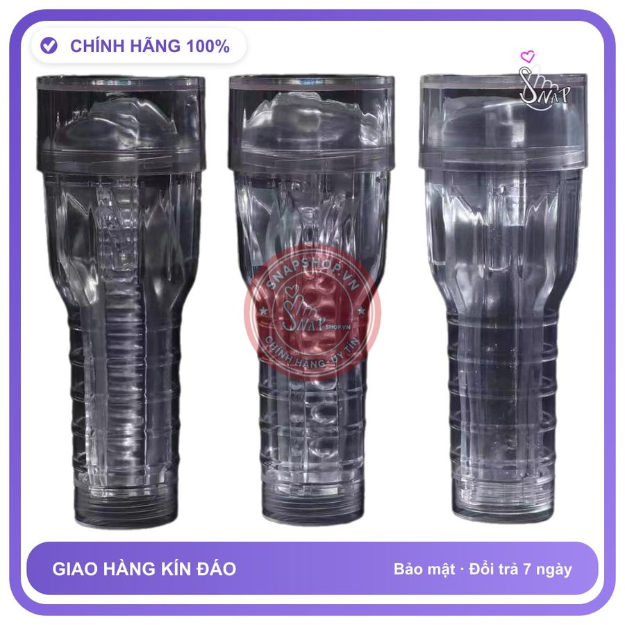(Che Tên) Âm Đạo Giả Đèn Pin Fleshlight Trong Suốt Chuẩn Auth