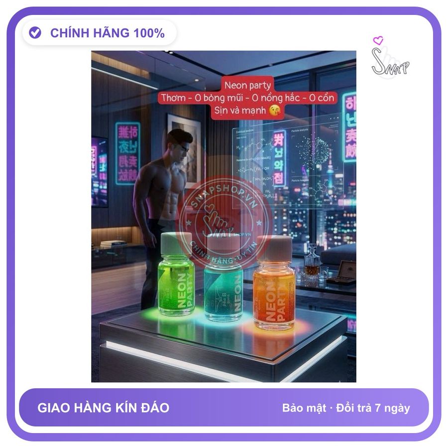 (Che Tên) Popper neon 40ml, Mẫu Mới Cao Cấp, Phê Lâu Hơn, Lấy Ngẫu Nhiên Hộp Trắng Kín