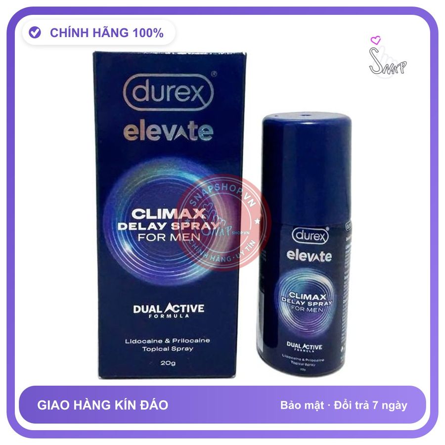 (Che Tên) Xịt cao cấp Durex Elevate Climax Spray 20g Chuẩn Auth