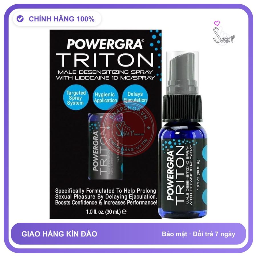 (Che Tên) Xịt cao cấp kéo dài thời gian Powergra Triton - USA - Hàng Mới Về