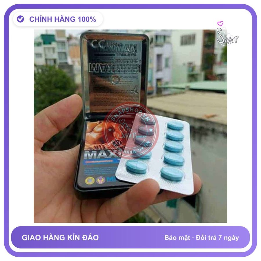 (Che Tên) Hộp 10v Maxman xanh hỗ trợ chăm sóc nam giới Chuẩn Auth