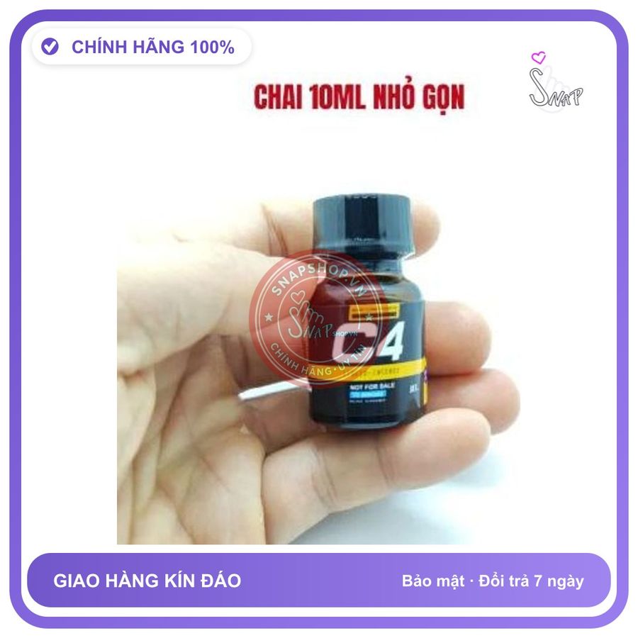 (Che Tên) Chai hít tăng khoái cảm Popper PWD USA C4 Black Yellow - Chai 10ml 356005 Hỗ Trợ 24/7