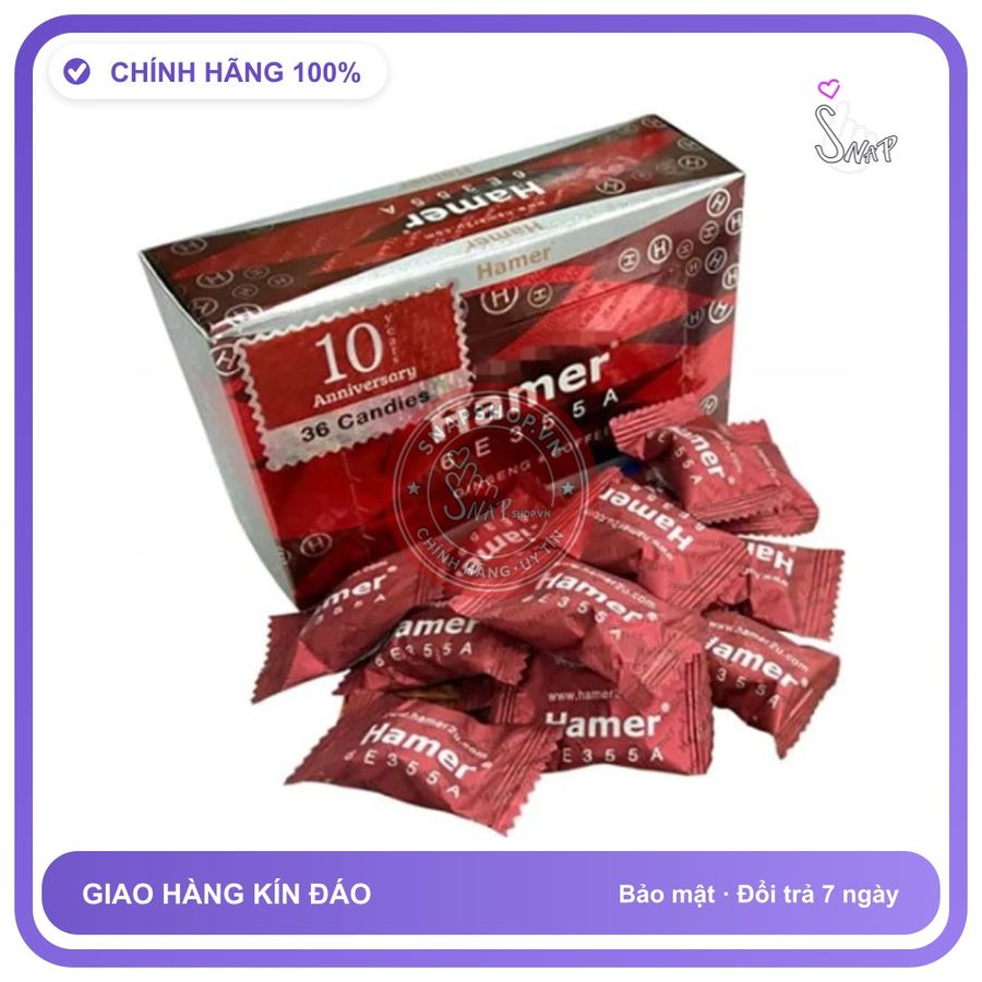 (Che Tên) Kẹo sâm ngậm Hamer mỹ vị cà phê vỏ sậm có cờ Bảo Mật Tuyệt Đối
