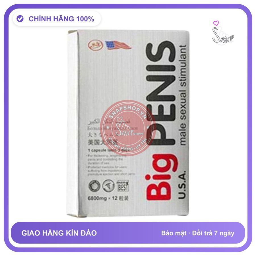 (Che Tên) Hộp 12v Big PN mỹ hỗ trợ chăm sóc nam hiệu quả ổn định Giao Nhanh Toàn Quốc