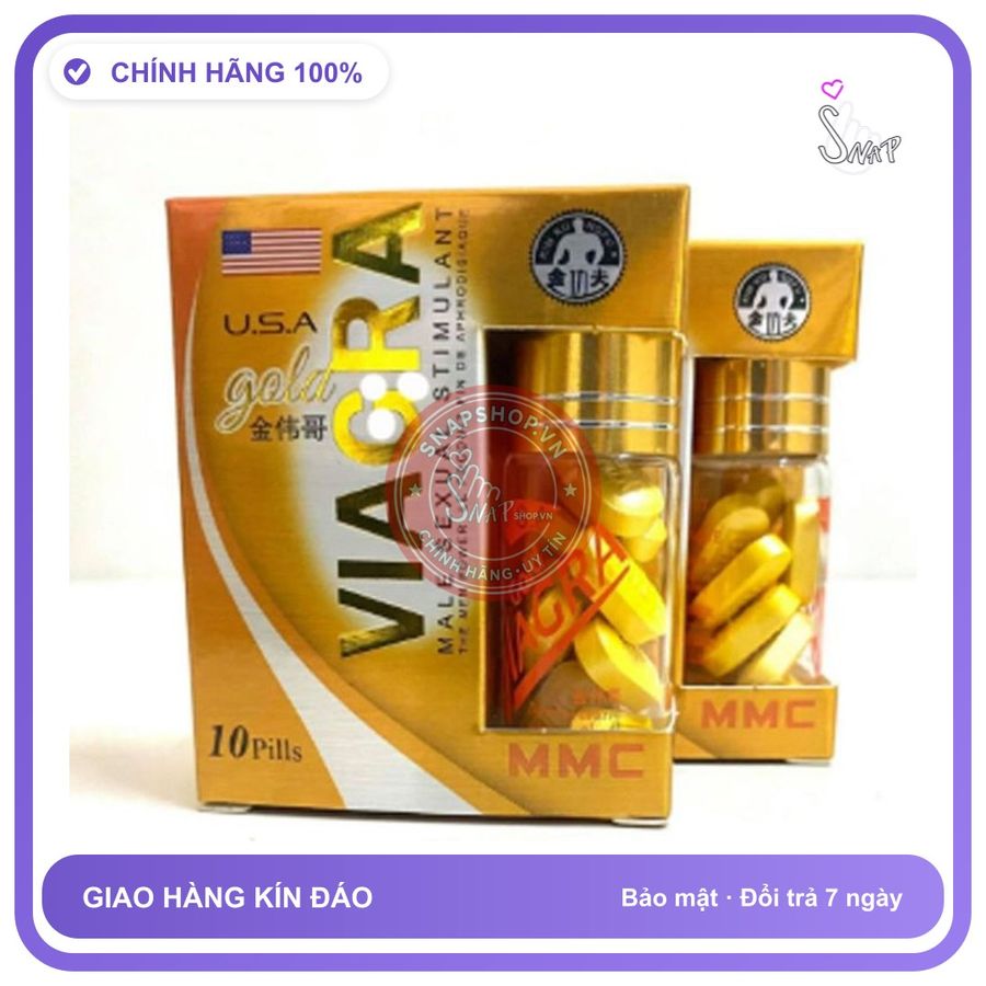 (Che Tên) Hộp 10v Viaga gold hỗ trợ nam giới ổn định mạnh mẽ hơn Cao Cấp Bảo Đảm