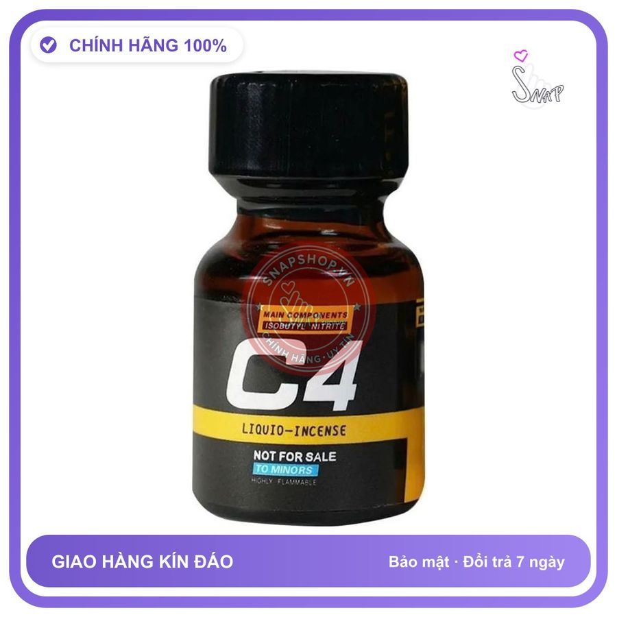 (Che Tên) Chai hít tăng khoái cảm Popper PWD USA C4 Black Yellow - Chai 10ml 347181 Hỗ Trợ 24/7