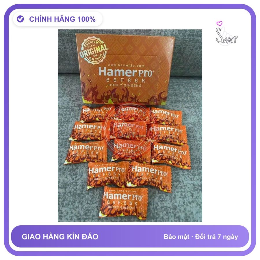 (Che Tên) Kẹo sâm Hamer Pro 66F86K Honey Ginseng tăng cường sinh lý nam giới Hộp 33 viên 334165 Chuẩn Auth