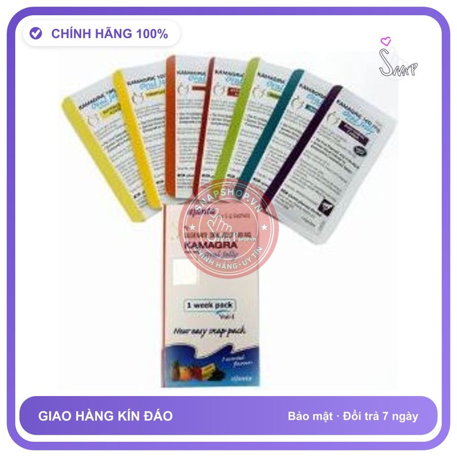 (Che Tên) Thạch trái cây Kamagra 100mg Oral Jelly hộp 7 tép - Hàng Mới Về