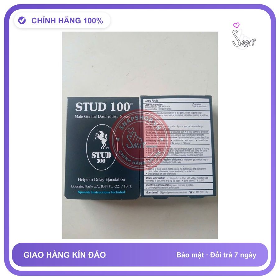 (Che Tên) (mẫu mới)Xịt kéo dài thời gian quan hệ Stud 100 chính hãng, Chai 10ml Bảo Mật Tuyệt Đối