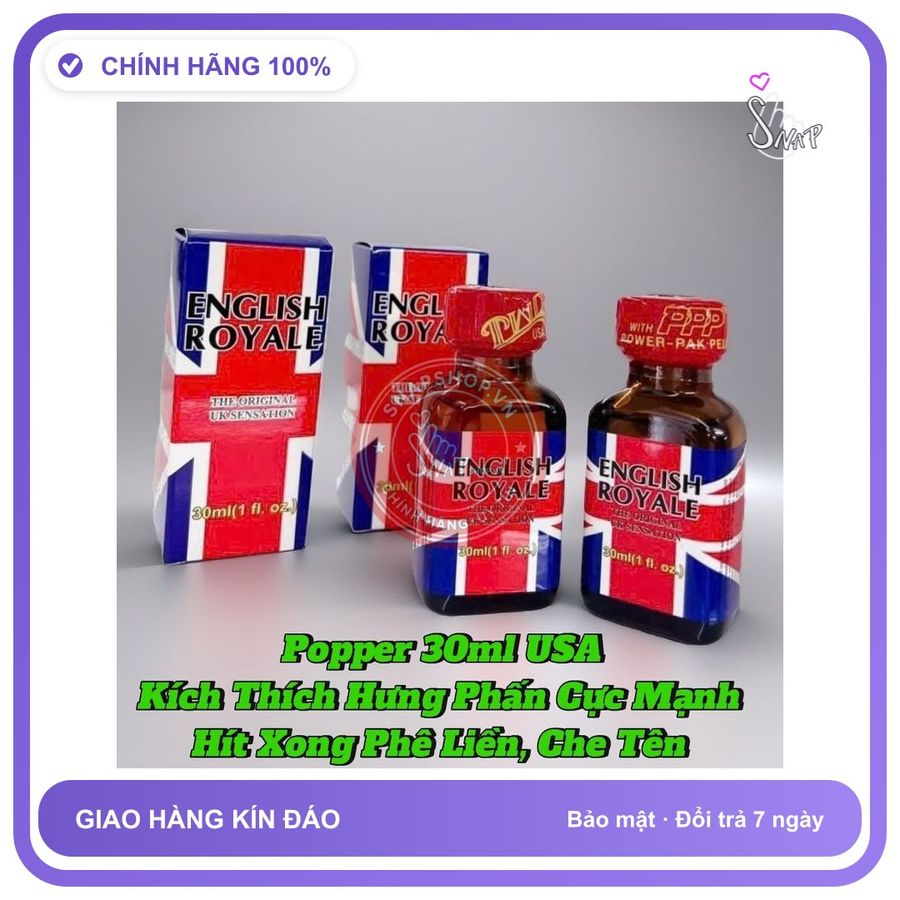 (Che Tên) Popper mỹ 30ml, Kích Thích Hưng Phấn Cực Mạnh, Hít Xong Phê Liền, Che Tên Hộp Trắng Kín