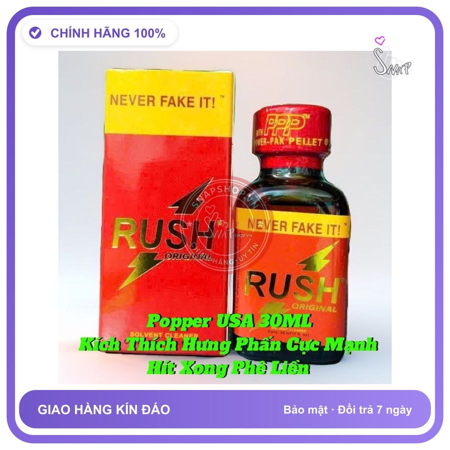 (Che Tên) Chai Hít Popper 30ml USA, Giúp Tăng Khoái Cảm Cực Mạnh, Hít Xong Phê Liền Chuẩn Auth