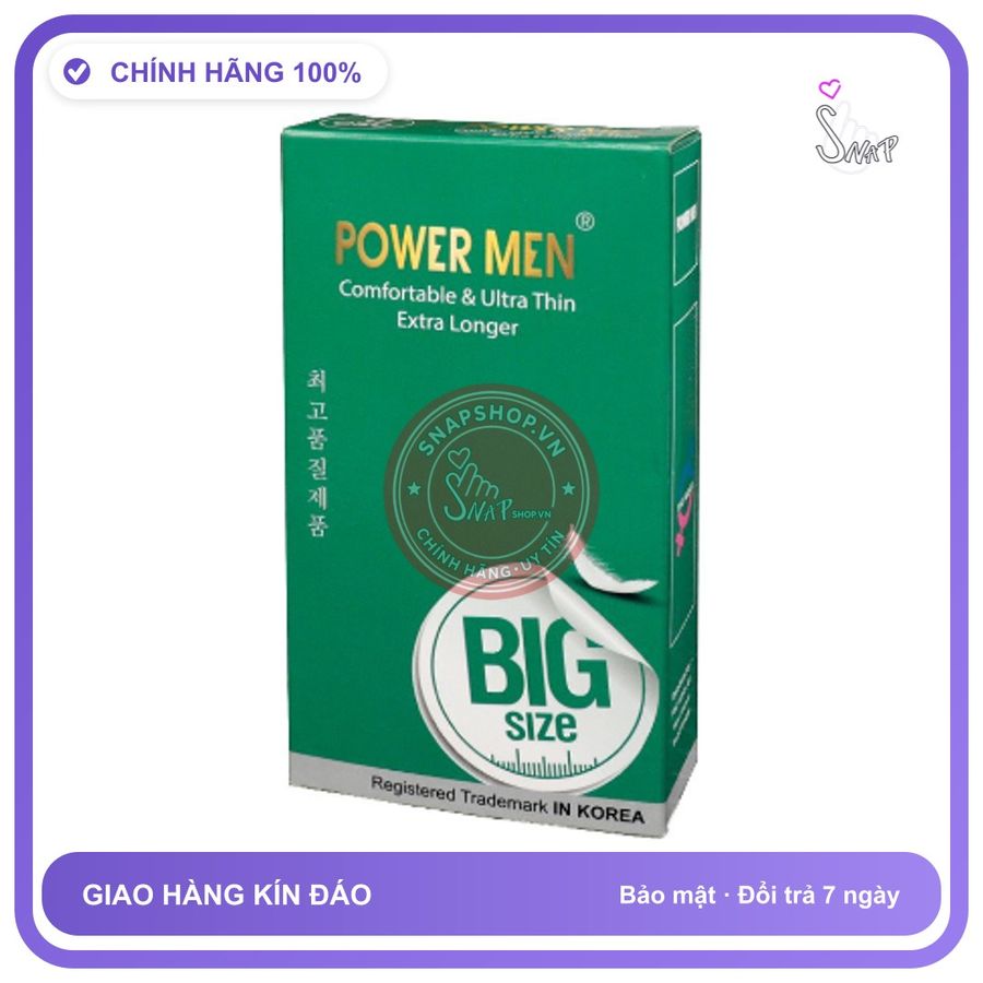 (Che Tên) Bcs Size Lớn 55mm Siêu Mỏng Power Men Comfortable Longer Hỗ Trợ 24/7