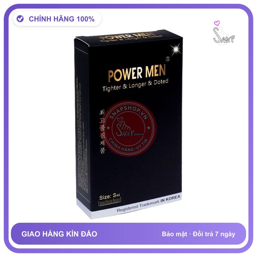 (Che Tên) Bao Cao Su Size Nhỏ Có Gai Power Men Tighter Longer Extra Dots 54611 Hỗ Trợ 24/7