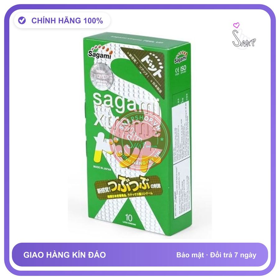 (Che Tên) BCS Có Gai Sagami Xtreme Green 0.04 mm 10s Chính Hãng - Snapshop