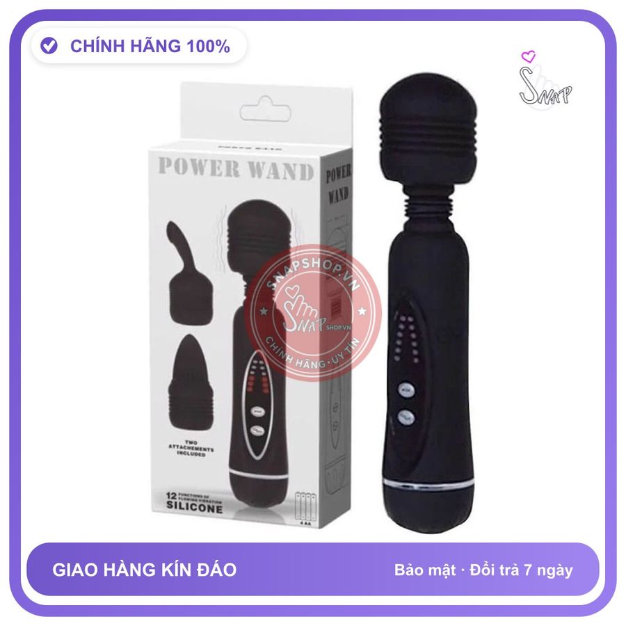 (Che Tên) Chày rung massage Power Wand -12 chế độ rung 2 đầu thay thế Chuẩn Auth