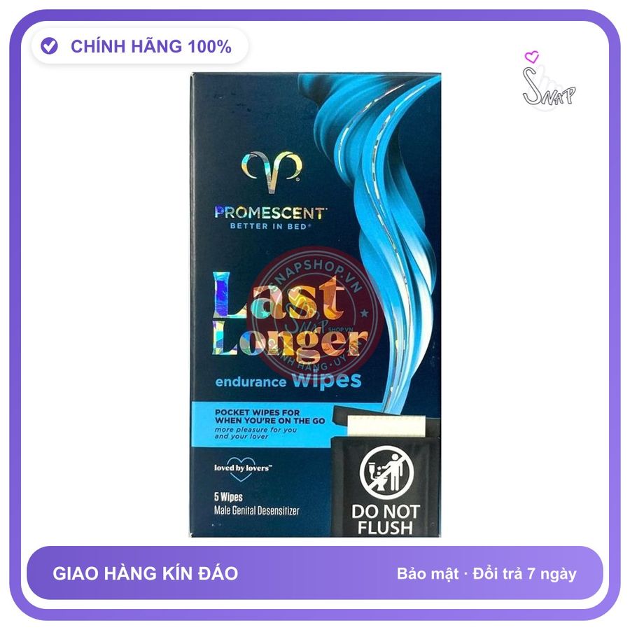 (Che Tên) Khăn lau chống xuất tinh sớm Promescent Last Longer Wipes - USA Giao Nhanh Toàn Quốc