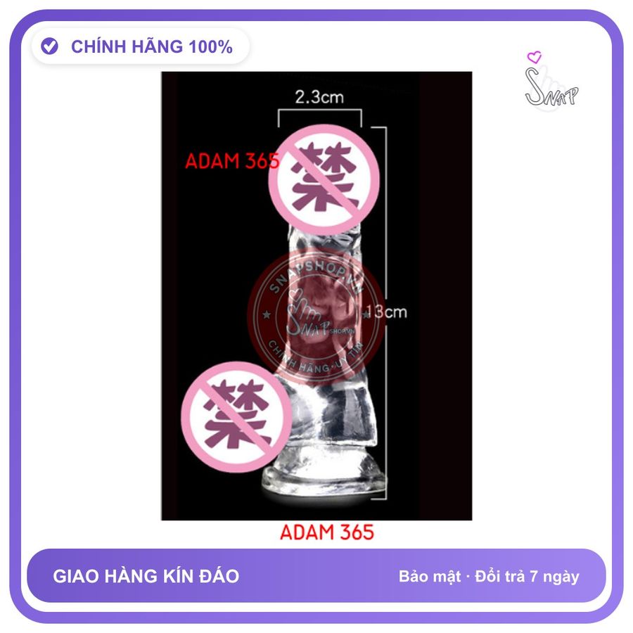(Che Tên) Dương vật giả silicon y tế cao cấp hít sàn massage, size 13x2,3cm Cao Cấp Bảo Đảm