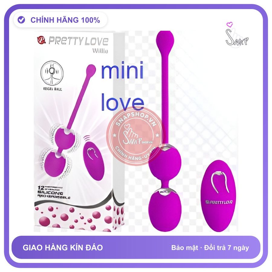 (Che Tên) Trứng rung kép Prettylove Willie máy rung kích thích vùng kín điều khiển từ xa Hộp Trắng Kín