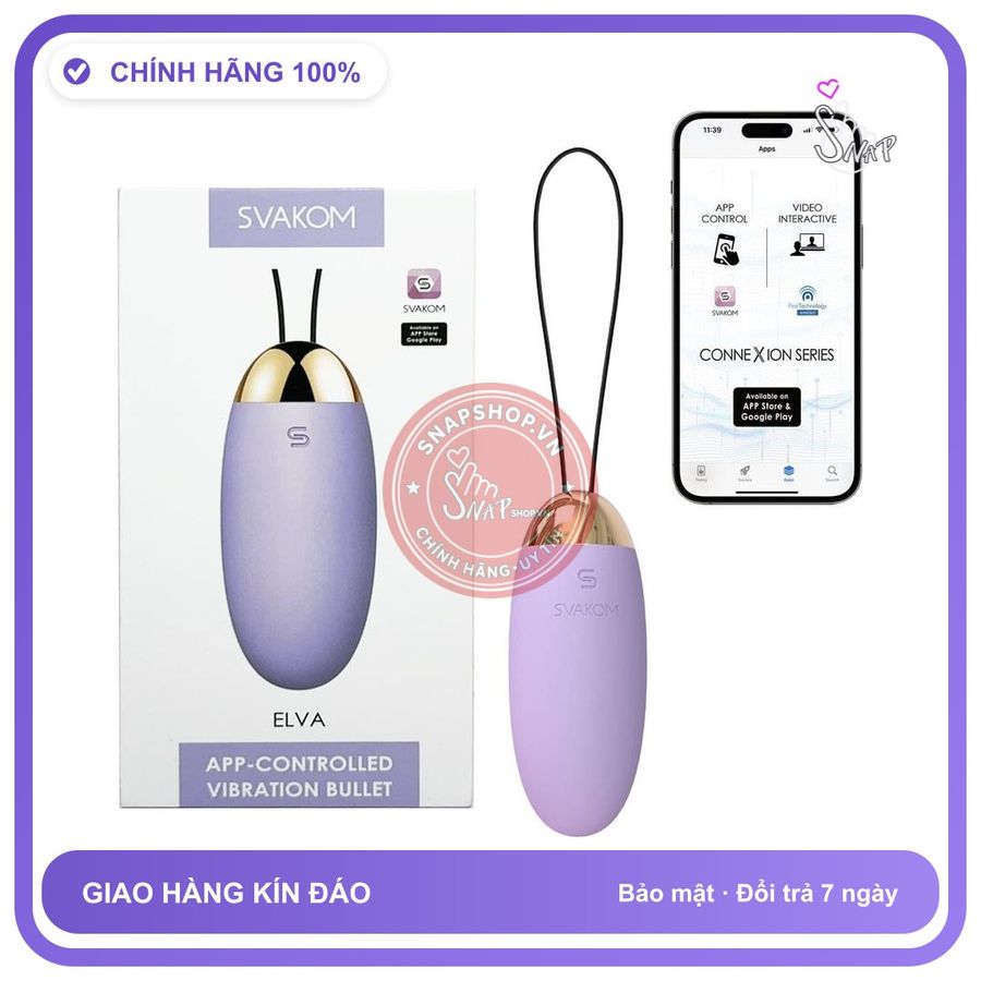 (Che Tên) Trứng Rung Mini Điều Khiển Từ Xa Svakom Elva App Hộp Trắng Kín