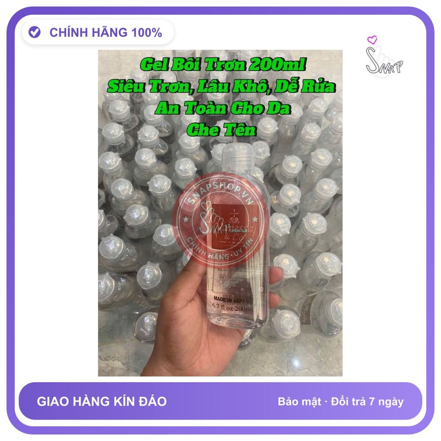 (Che Tên) Gel bôi trơn trong suốt 200ml, Độ trơn cao,lâu khô, an toàn lành tính, dễ rửa Hỗ Trợ 24/7