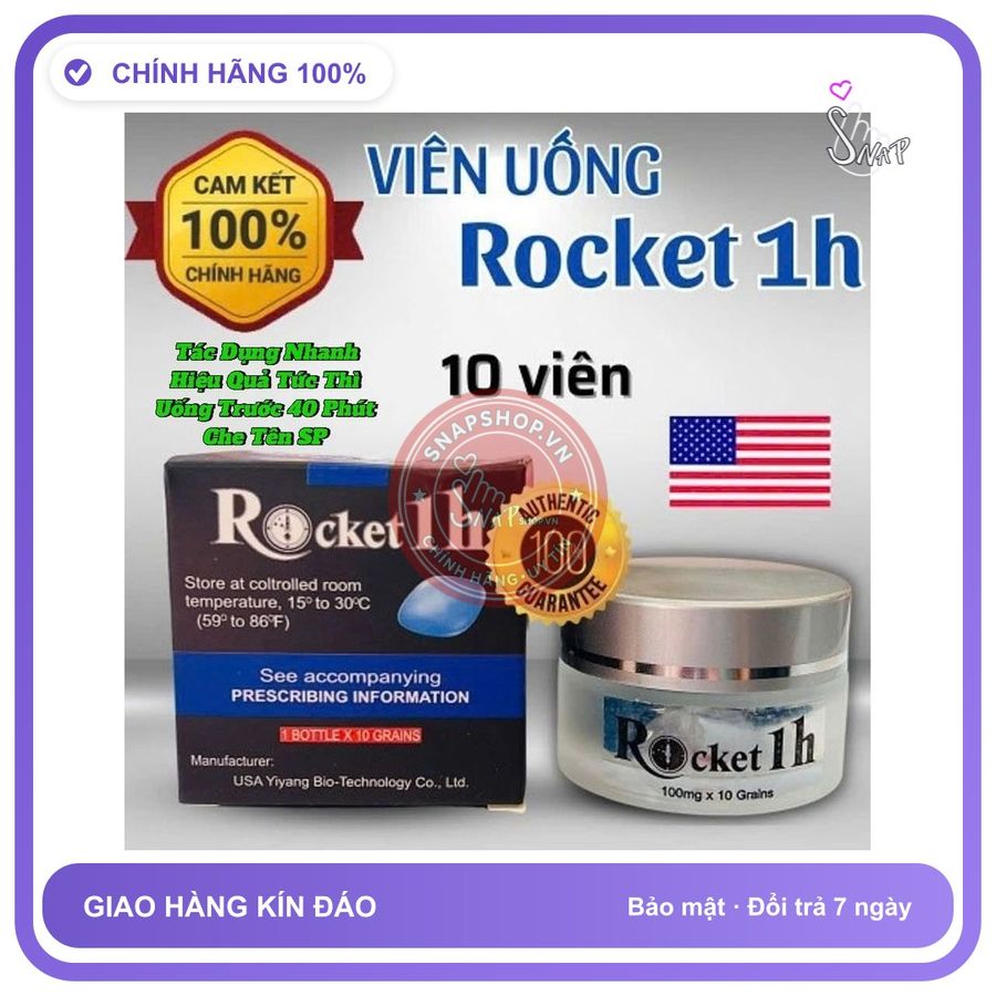 (Che Tên) Thuốc Rocket 1h, Hàng Chính Hãng Cực Mạnh, Có Tem Chống Hàng Giả, Tác Dụng Cực Mạnh - Hàng Mới Về