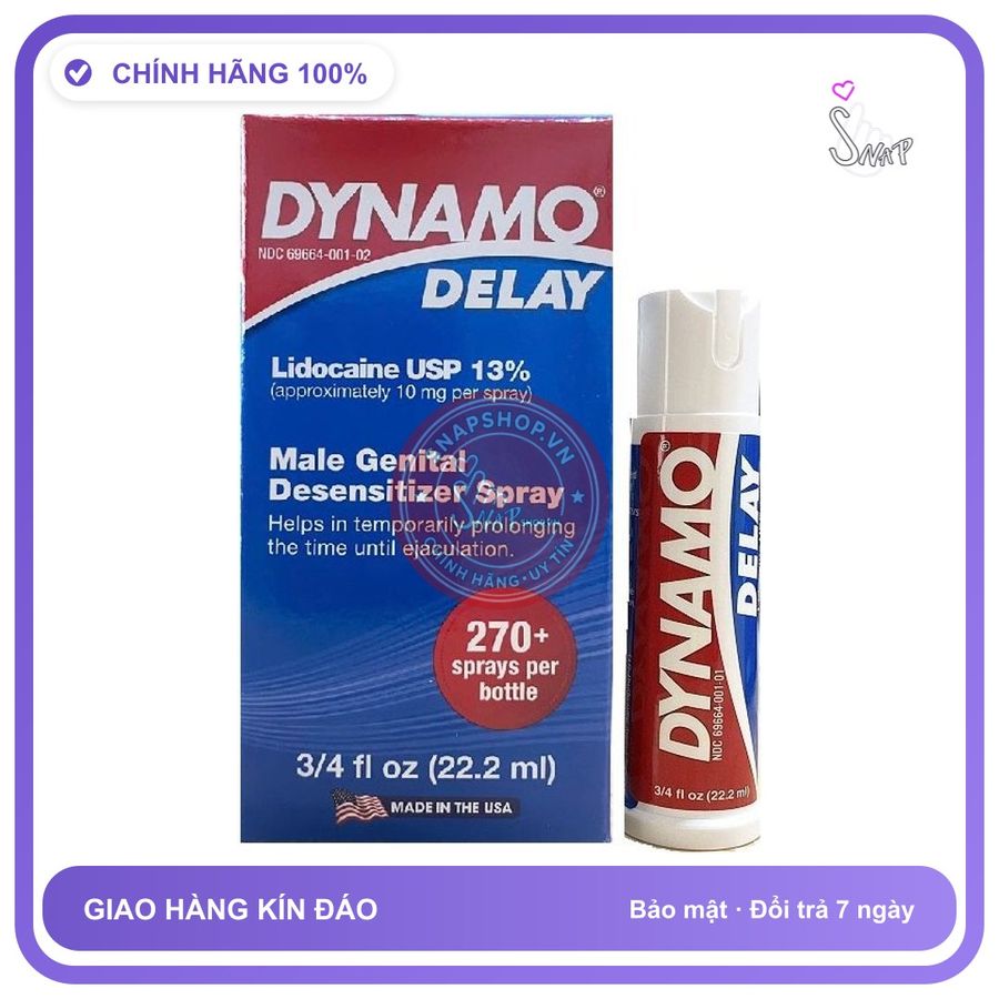 (Che Tên) Xịt Mỹ Dynamo Delay kéo dài thời gian chai 22.2ml 216918 Chuẩn Auth