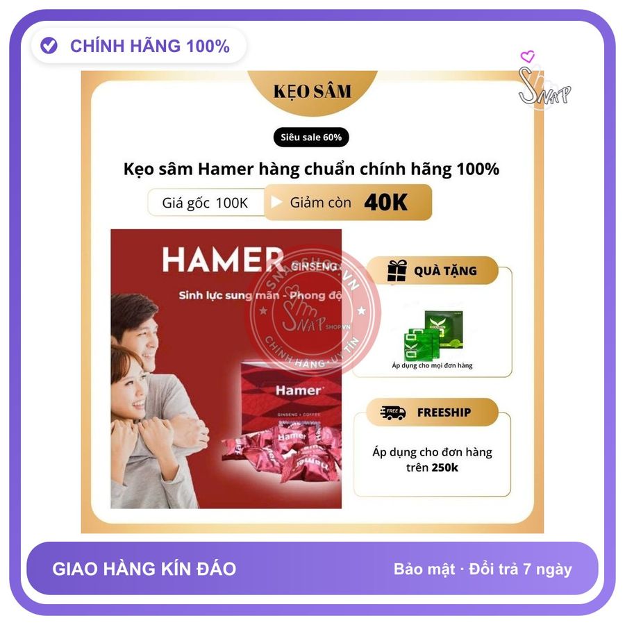 (Che Tên) Kẹo Sâm Hammer Đỏ MEGA Siêu Sale ƯU ĐÃI lớn Chuẩn Auth